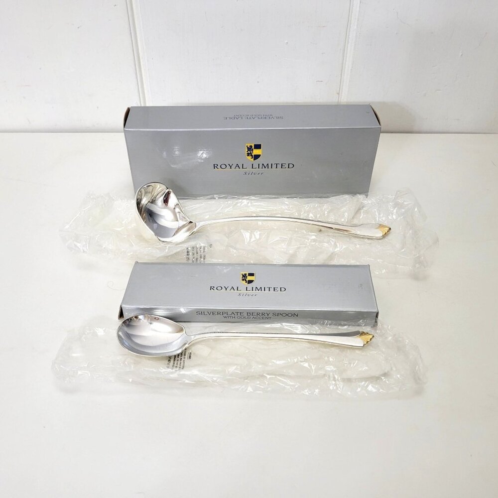 Royal Limited Silverplate Berry Spoon & Ladle Set With Original Boxes